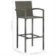 Pemberly Row 7 Piece Solid Acacia Wood Medium Bar Set in Gray