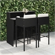 Pemberly Row 3 Piece Poly Rattan Bar Set in Black/White/Cream