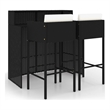 Pemberly Row 3 Piece Poly Rattan Bar Set in Black/White/Cream