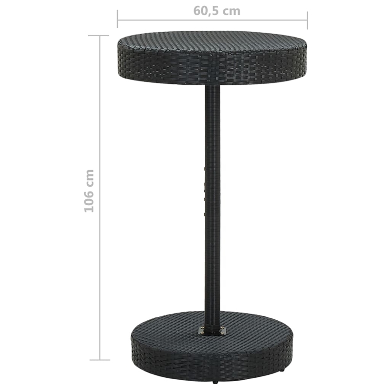 Pemberly Row 3 Piece Poly Rattan Medium Outdoor Patio Bar Set in Black