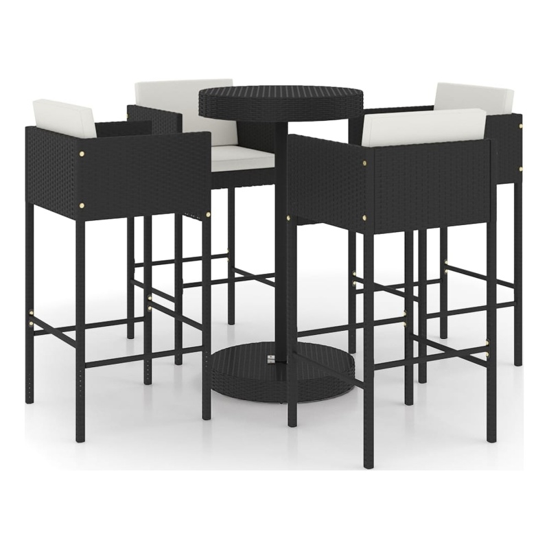 Pemberly Row 5 Piece Steel Standard Bar Set in Black/White/Cream