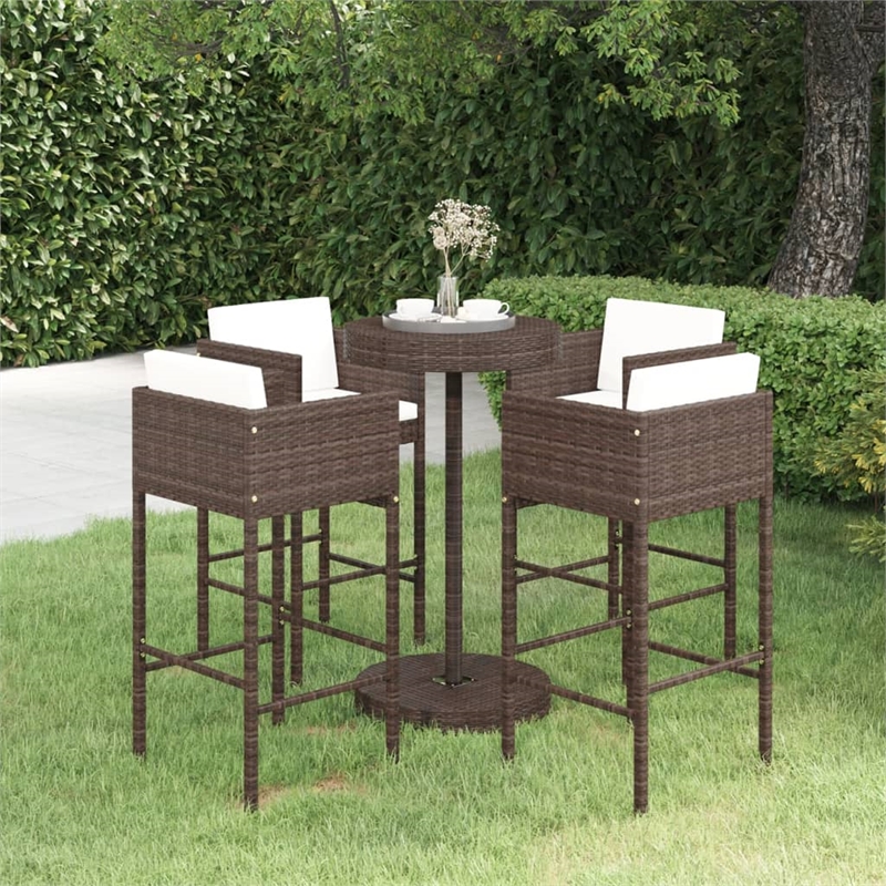 Pemberly Row 5 Piece Steel Medium Bar Set in White/Brown/Cream