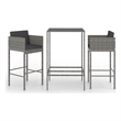 Pemberly Row Steel Medium Outdoor Patio Bar Set with Cushions in Gray