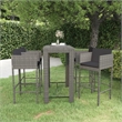 Pemberly Row 5 Piece Steel Medium Outdoor Patio Bar Set in Gray