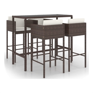 Pemberly Row 5 Piece Steel Medium Outdoor Patio Bar Set in Brown