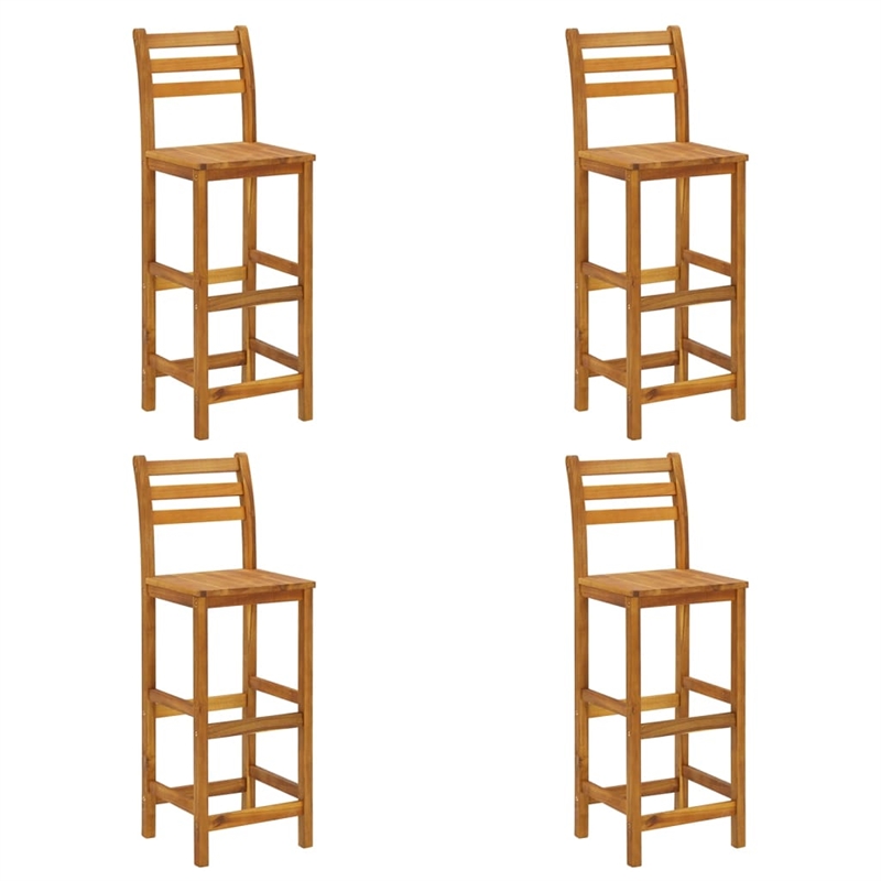 Pemberly Row 5 Piece Solid Acacia Wood Medium Bar Set in Brown
