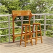 Pemberly Row 3 Piece Solid Acacia Wood Medium Bar Set in Natural