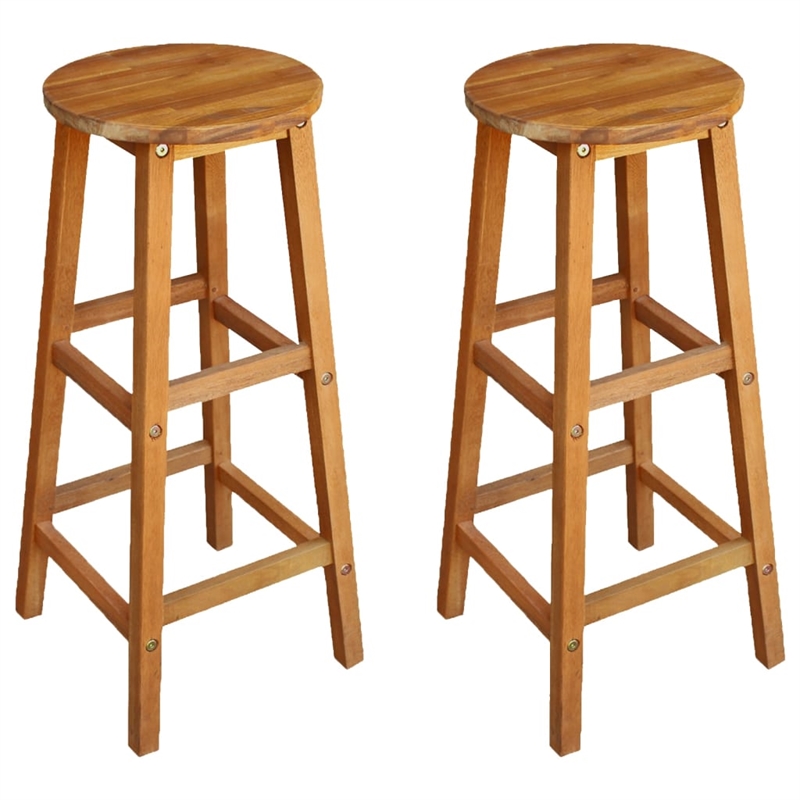 Pemberly Row 3 Piece Solid Acacia Wood Medium Bar Set in Natural