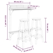 Pemberly Row 3 Piece Solid Acacia Wood Medium Bar Set in Natural