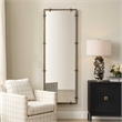 Pemberly Row Refined Iron Frame Full Length Floating Mirror in Dark Bronze