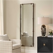 Pemberly Row Refined Iron Frame Full Length Floating Mirror in Dark Bronze