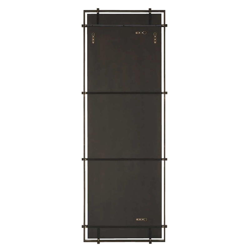 Pemberly Row Refined Iron Frame Full Length Floating Mirror in Dark Bronze