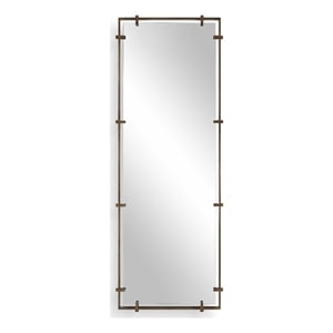 Pemberly Row Refined Iron Frame Full Length Floating Mirror in Dark Bronze
