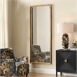Pemberly Row Full Length Rattan Wrapped Iron Frame Tall Mirror in Gold
