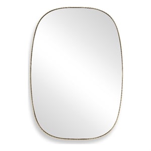 Pemberly Row Antique Elongated Scalloped Iron Frame Mirror in Gold