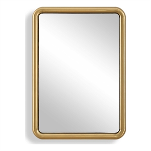 Pemberly Row Modern Stainless Steel Rectangular Mirror in Plated Brass