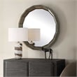 Pemberly Row Faceted Bronze Iron Frame Round Mirror with Welded Edges