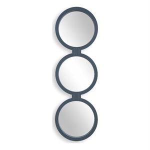 Pemberly Row 3-Piece Interconnected Round Ribbed Mirror Set in Blue Gray