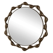 Pemberly Row Cast Iron Sculptural Profile Round Mirror in Warm Bronze