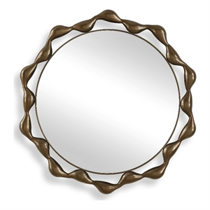 Pemberly Row Cast Iron Sculptural Profile Round Mirror in Warm Bronze