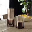 Pemberly Row Cylinder Cast Iron Candleholders with Glass in Bronze (Set of 2)