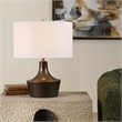 Pemberly Row Gracefully Curved Bronze Table Lamp with White Linen Shade