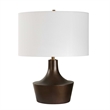 Pemberly Row Gracefully Curved Bronze Table Lamp with White Linen Shade
