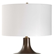 Pemberly Row Gracefully Curved Bronze Table Lamp with White Linen Shade