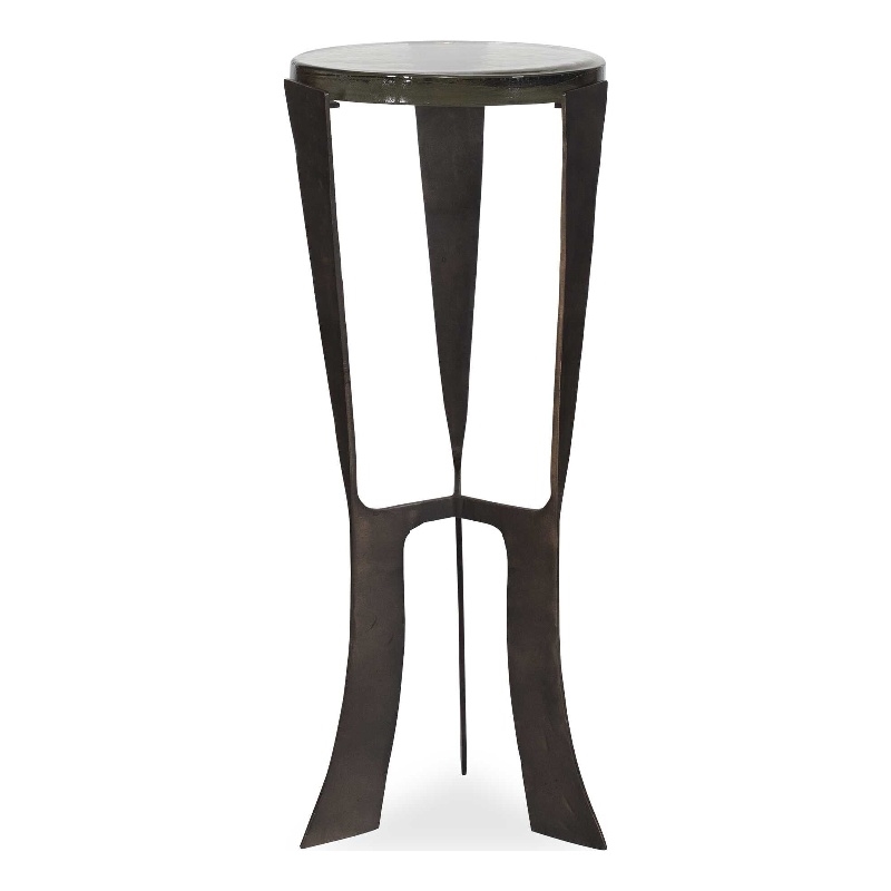 Pemberly Row Handcrafted Recycled Glass Dark Drink Table in Bronze