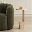 Pemberly Row Oval Travertine Accent Table with Sleek Brass Support
