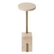 Pemberly Row Oval Travertine Accent Table with Sleek Brass Support