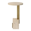 Pemberly Row Oval Travertine Accent Table with Sleek Brass Support
