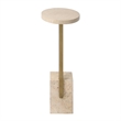 Pemberly Row Oval Travertine Accent Table with Sleek Brass Support