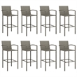 Pemberly Row 9 Piece Steel Outdoor Patio Bar Set with Cushions in Gray