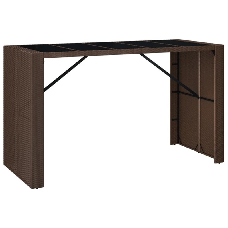 Pemberly Row 9 Piece Steel Outdoor Patio Bar Set with Cushions in Brown