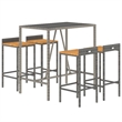 Pemberly Row Steel Outdoor Patio Bar Set with Cushions in Gray
