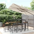 Pemberly Row Steel Outdoor Patio Bar Set with Cushions in Black