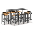Pemberly Row Steel Outdoor Patio Bar Set with Cushions in Black