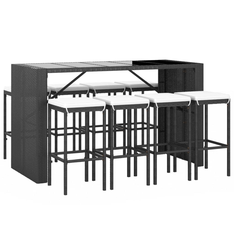 Pemberly Row 5 Piece Steel Small Outdoor Patio Bar Set in Black/Cream