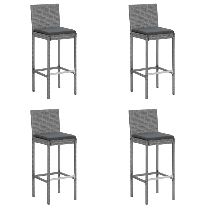 Pemberly Row 7 Piece Steel Outdoor Patio Bar Set with Cushions in Gray
