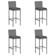 Pemberly Row 7 Piece Steel Outdoor Patio Bar Set with Cushions in Gray