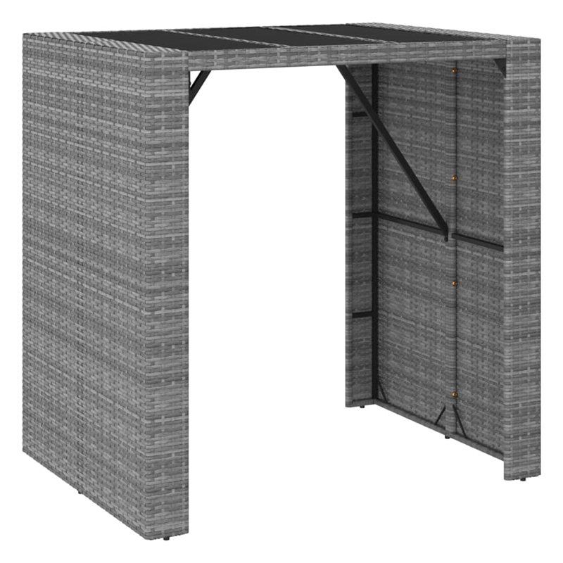 Pemberly Row 7 Piece Steel Outdoor Patio Bar Set with Cushions in Gray