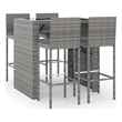 Pemberly Row 7 Piece Steel Outdoor Patio Bar Set with Cushions in Gray