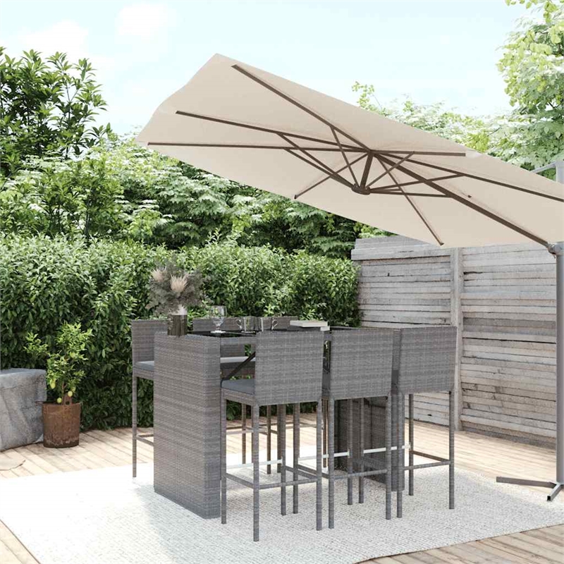 Pemberly Row Steel Small Outdoor Patio Bar Set in Black/White/Cream