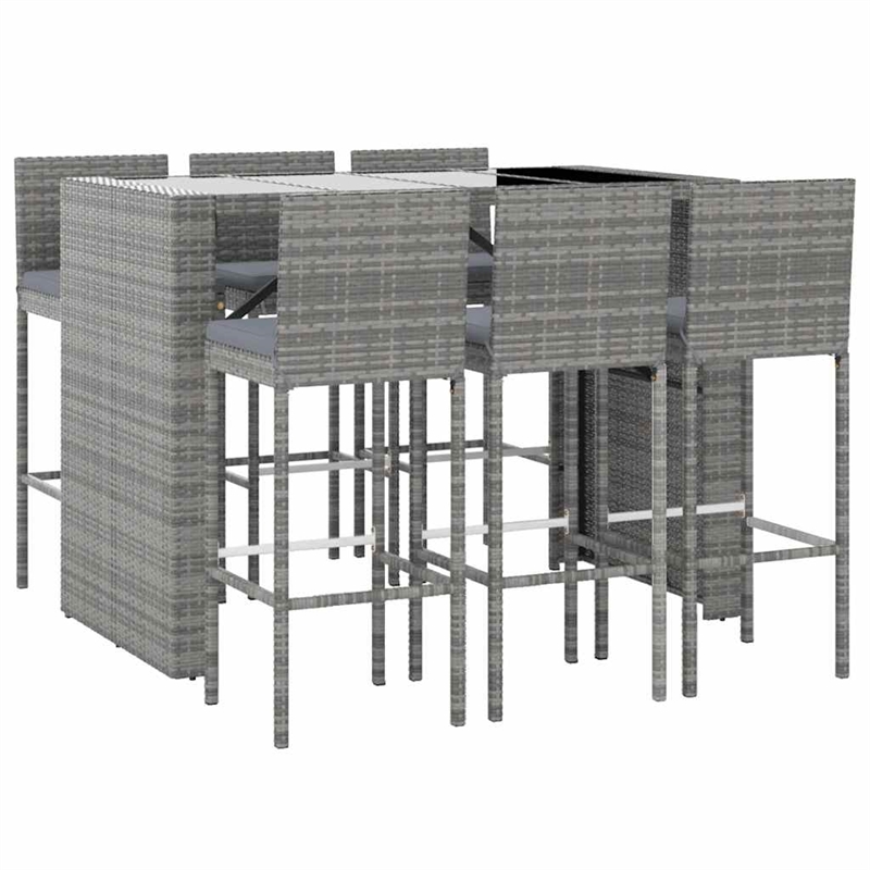 Pemberly Row Steel Small Outdoor Patio Bar Set in Black/White/Cream
