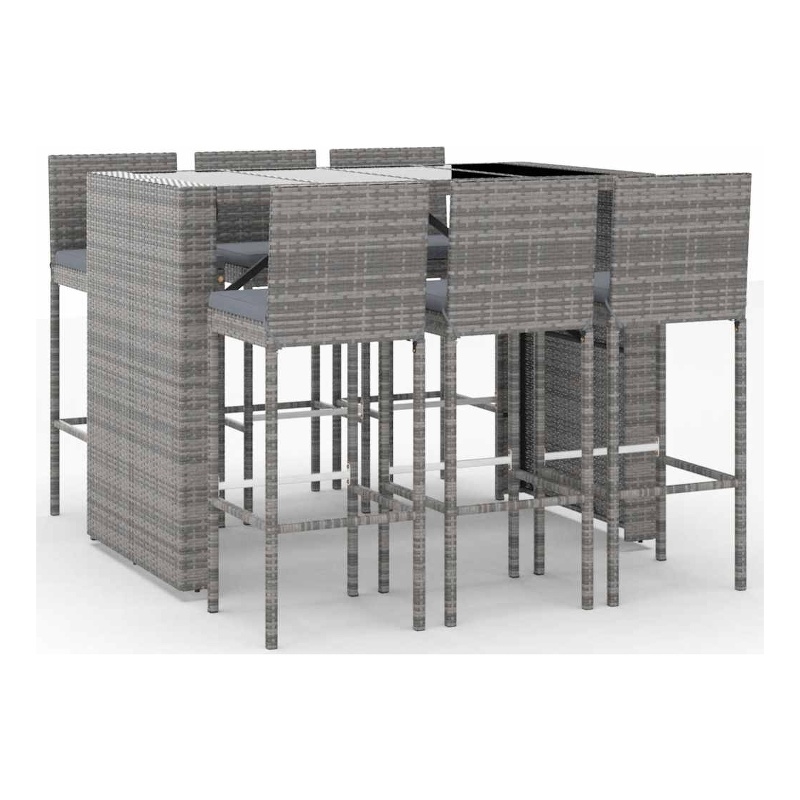 Pemberly Row Steel Small Outdoor Patio Bar Set in Black/White/Cream