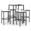 Pemberly Row 5 Piece Steel Outdoor Patio Bar Set with Cushions in Black