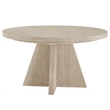 Pemberly Row Round Oak Pedestal Dining Table with Leaf in Dockside Natural