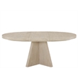 Pemberly Row Round Oak Pedestal Dining Table with Leaf in Dockside Natural