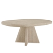 Pemberly Row Round Oak Pedestal Dining Table with Leaf in Dockside Natural